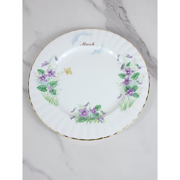 Royal Albert March Violet Wild Flower Year 1987 Bone China 8" Wall Decor England - Picture 11 of 14